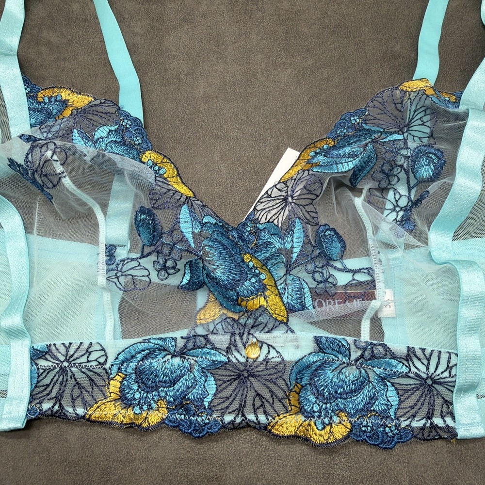 Adore Me Emilie Lotus Pond Blue Unlined Bralette Size 3X - Picture 2 of 4